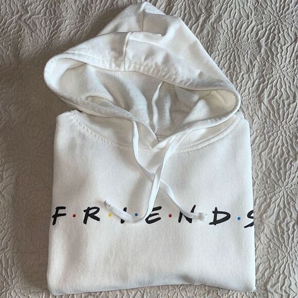 Friends Womens Pullover Hoodie Sweatshirt Long Sleeve Drawstring White Small - Picture 3 of 7